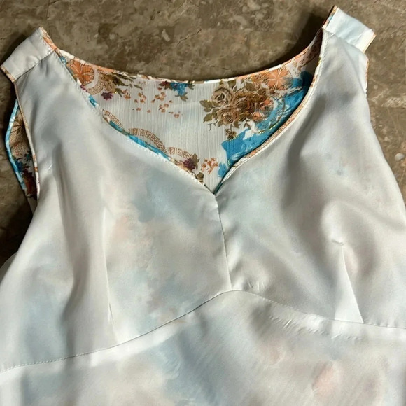 Vtg,80’s floral,tiered,ruffle dress,sz 4P to 6P empire waist,metallic specks,EC - Picture 12 of 14